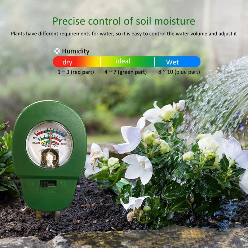 Soil PH Meter,3-In-1 Soil Moisture,Fertility,PH Tester,Gardening Tool For Plant Care,Garden,Farm,Lawn