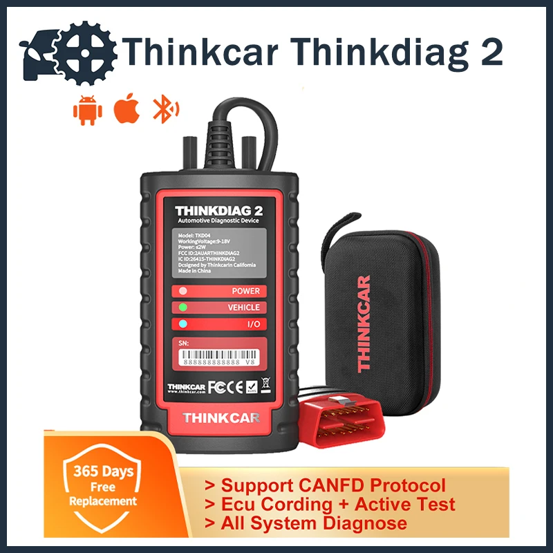 5pcTHINKCAR Thinkdiag 2 thinkdiag2 OBD2 Scanner Support CAN FD Protocols Free Full Softwares 16 Reset Functions ECU Coding