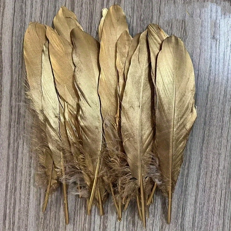 

50/100pcs Golden Spray Goose Feathers 15-20cm Real Feather for DIY Crafts Wedding Party Festival Decorations Jewelry Making