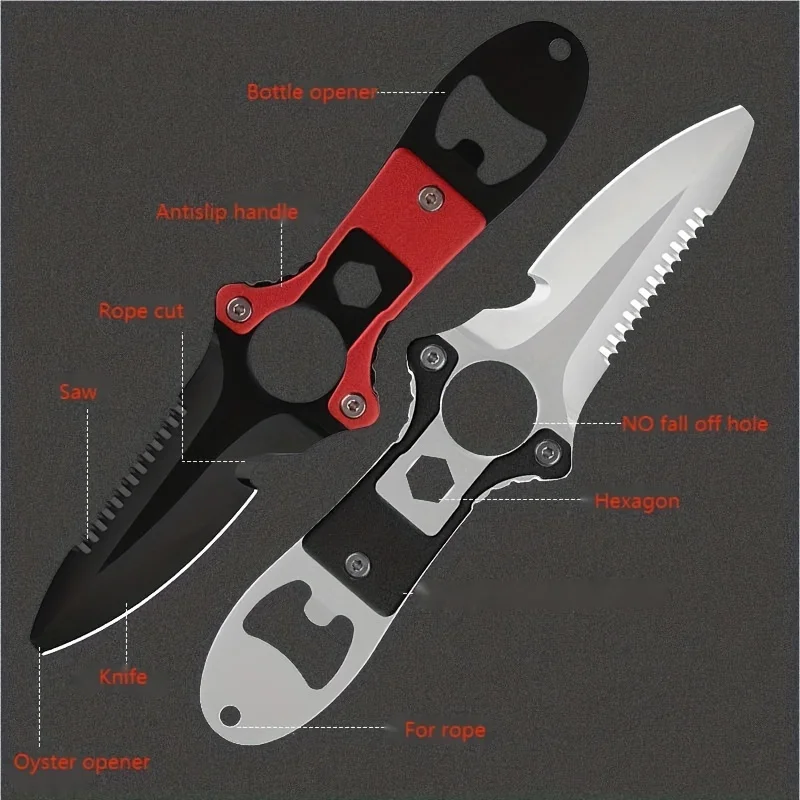 1pc Multi-functional Pocket Knife With Oyster Opener, Sharp Scuba Rescue Cutter Knife，Multi-purpose Field Knife