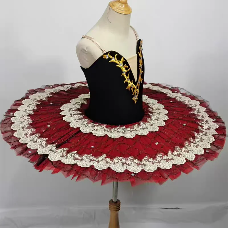 Esmeralda-Ballett-Tutu-Kostüm für Mädchen für Auftritte, Ballett-Tüll, bauschiger Rock, weißer Schwanensee-Pfannkuchen-Tutu, Ballerina