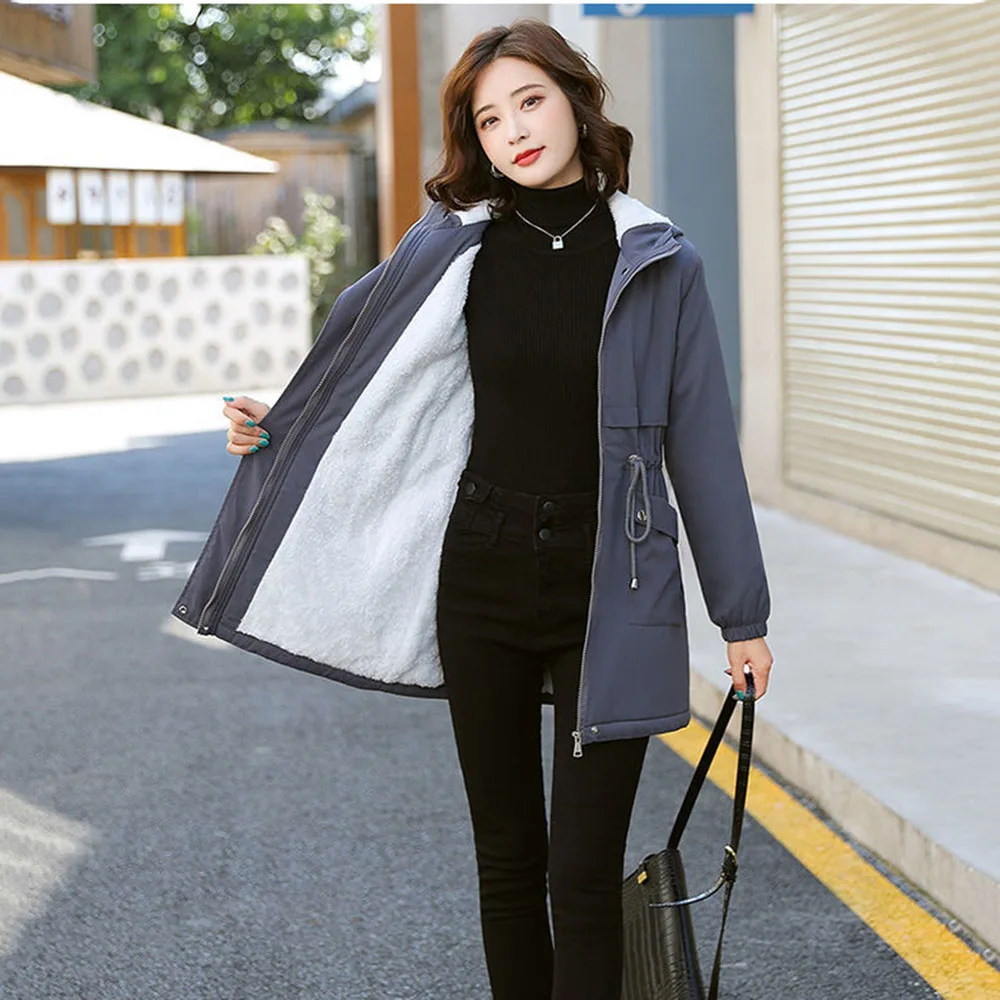 Fleece Warm Windbreaker Female 2024 New Winter Korean Casual Loose Western Fashion Long Cotton-padded Jacket Coat Female Tide.