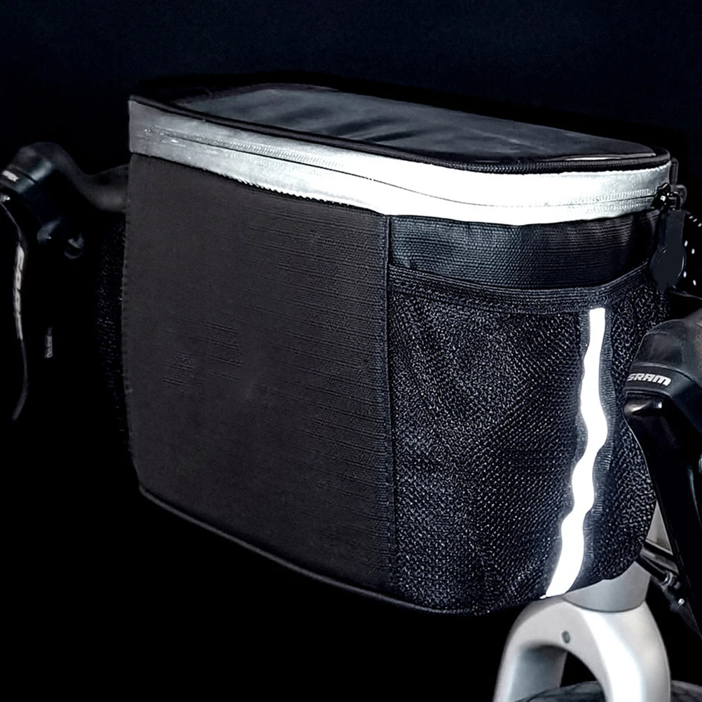 

Bike Handlebar Bag 4L Thermal Insulated Cycling Bag Waterproof Frame Storage Pouch With Reflective Strap Tpu Screen Mount Mesh