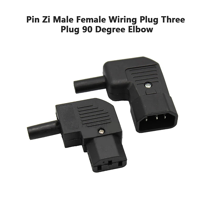 1pc AC Power Socket 90 Degree Side Elbow 10A Pin Type Plug Socket Male Female Butt Joint Without Welding Three Hole Butt Joint