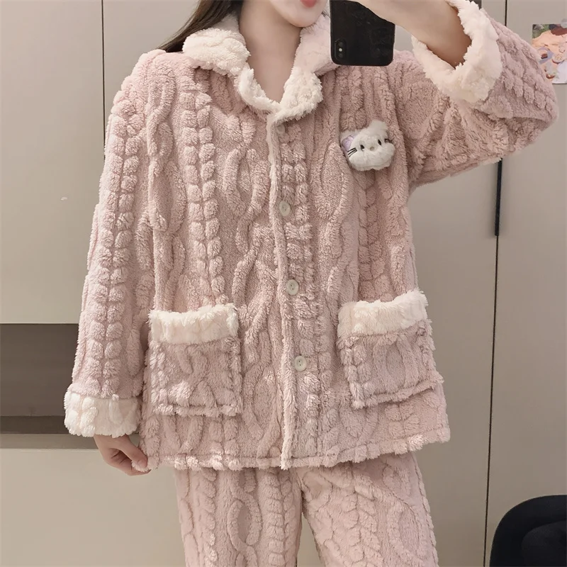 

Pajama Sets Long Sleeve Women Seasonal Cream Relaxed Fit Nightwear Sweat Absorbing Sleepwears Scoop Neck Short Knee Length Soft