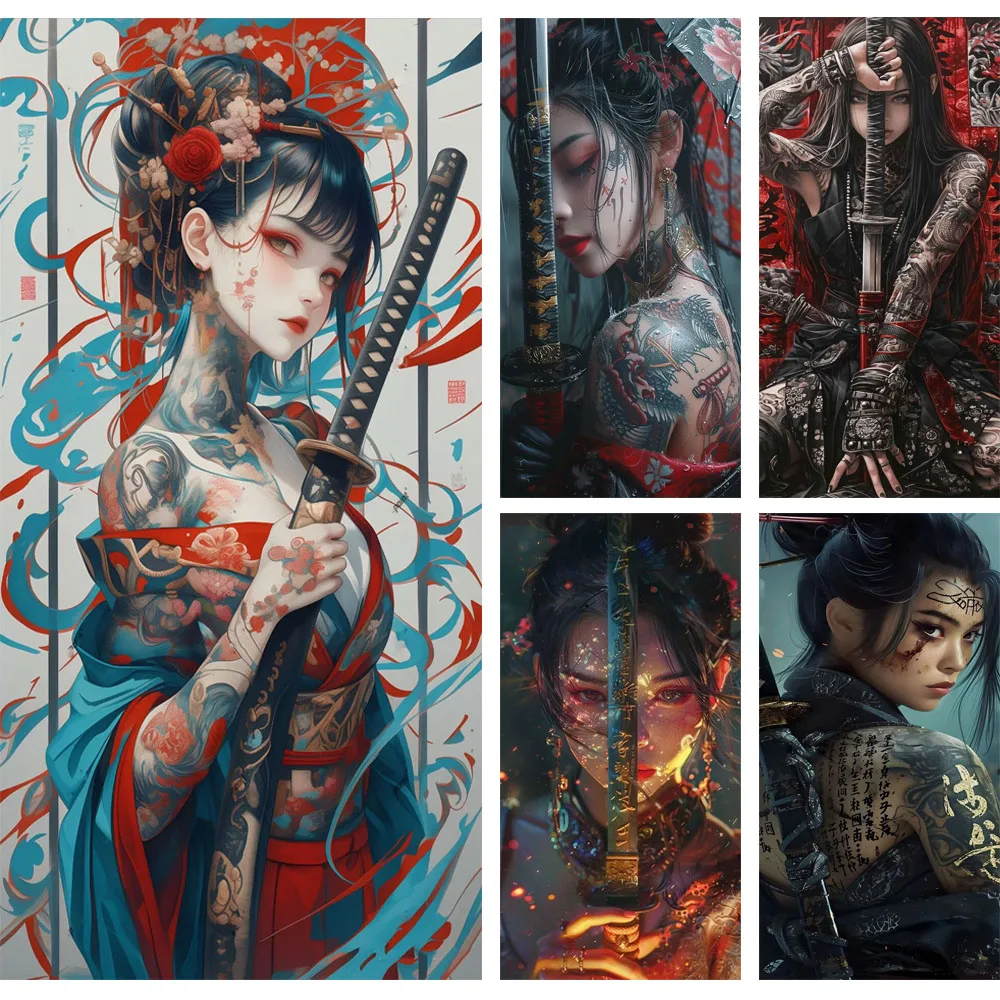 

Beautiful Japanese Samurai Picture DIY Diamond Painting Cross Stitch Full Drills Diamond Mosaic New Collection Home Decor