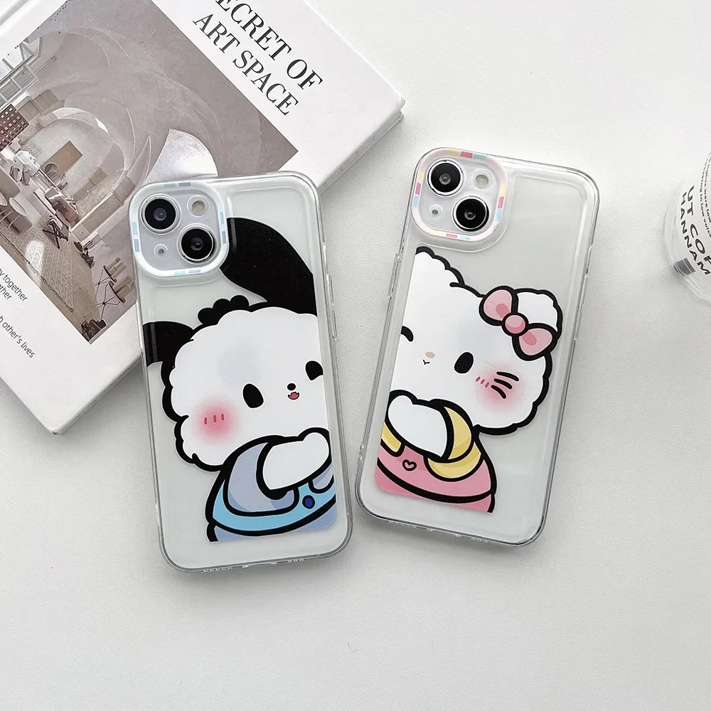 Funda de silicona con dibujos animados para Iphone, carcasa bonita de TPU suave para modelos 14, 13, 12, 11 Pro Max, X, XS, 7, 8 Plus, SE2 y SE3, Pochacco