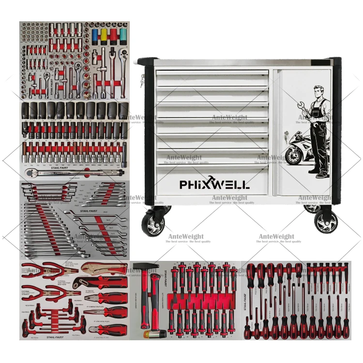 7 Drawers Tool Chest  Workshop Mechanic Tool Trolley  Set Tool Cabinet
