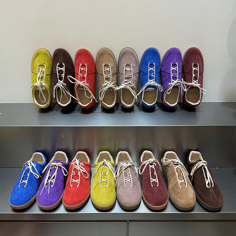 Women's Suede High-Top Sneakers - Mixed Color Casual Flats