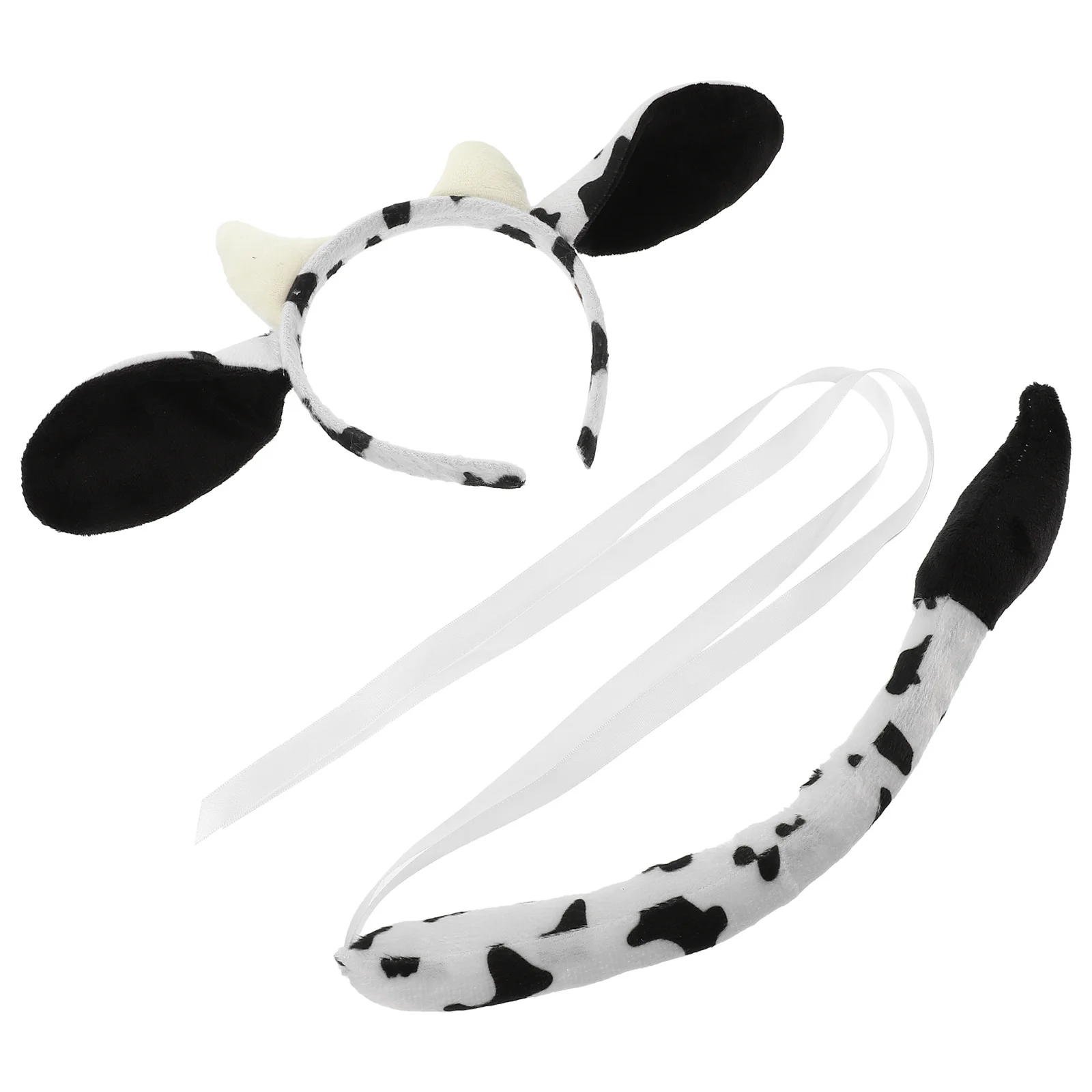 1Set Cow Costume Headband Tail Props Lightweight Fabric Cosplay Accessory for Party Birthday Stage Performance