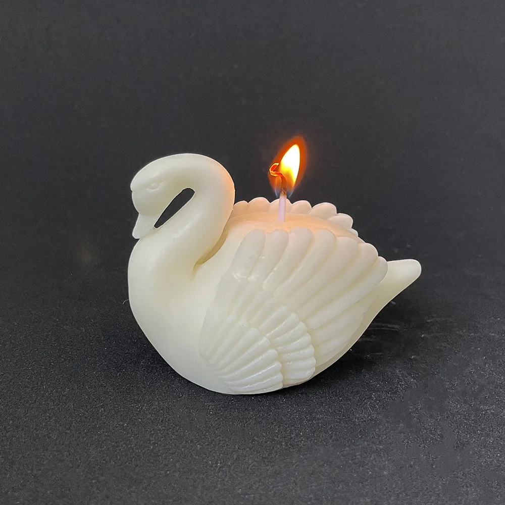 3D Swan Silicone Candle Mold Diy Handmade Soap Plaster Ice Cube Baking Mold Birthday Party Wedding Gift Making Mold