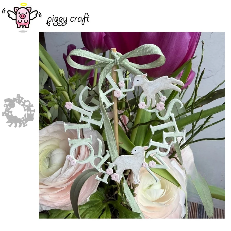 Piggy Craft Metall-Stanzformen, Schneidformen, Lamm-Buchstaben-Etikettenring, Scrapbook-Papier-Bastelmesser, Schablonen, Stanzformen