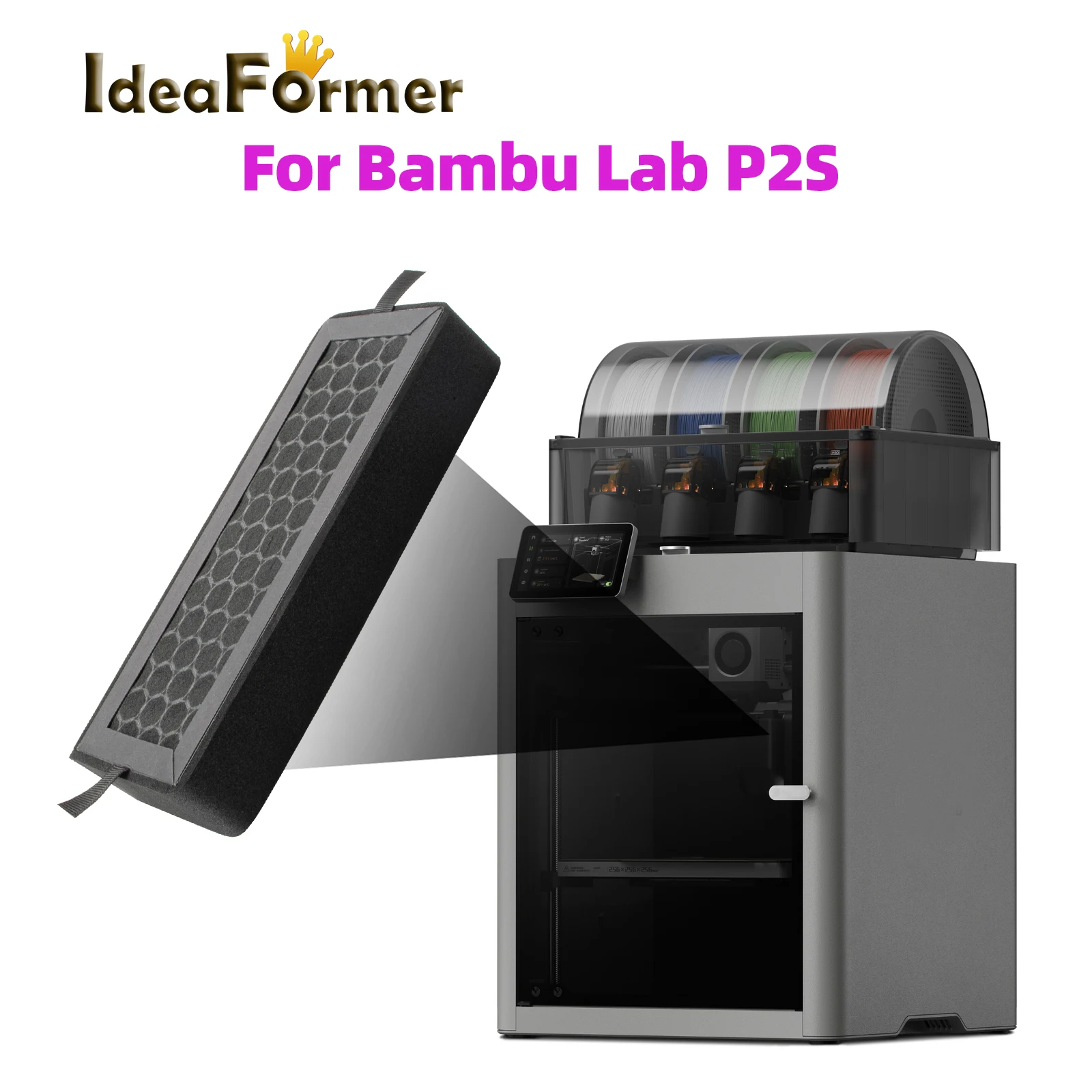 

3D Filter Screen For Bambu Lab P2S Printer Activated Carbon Combination Air Filter To Filter Small Particles And Purify The Air