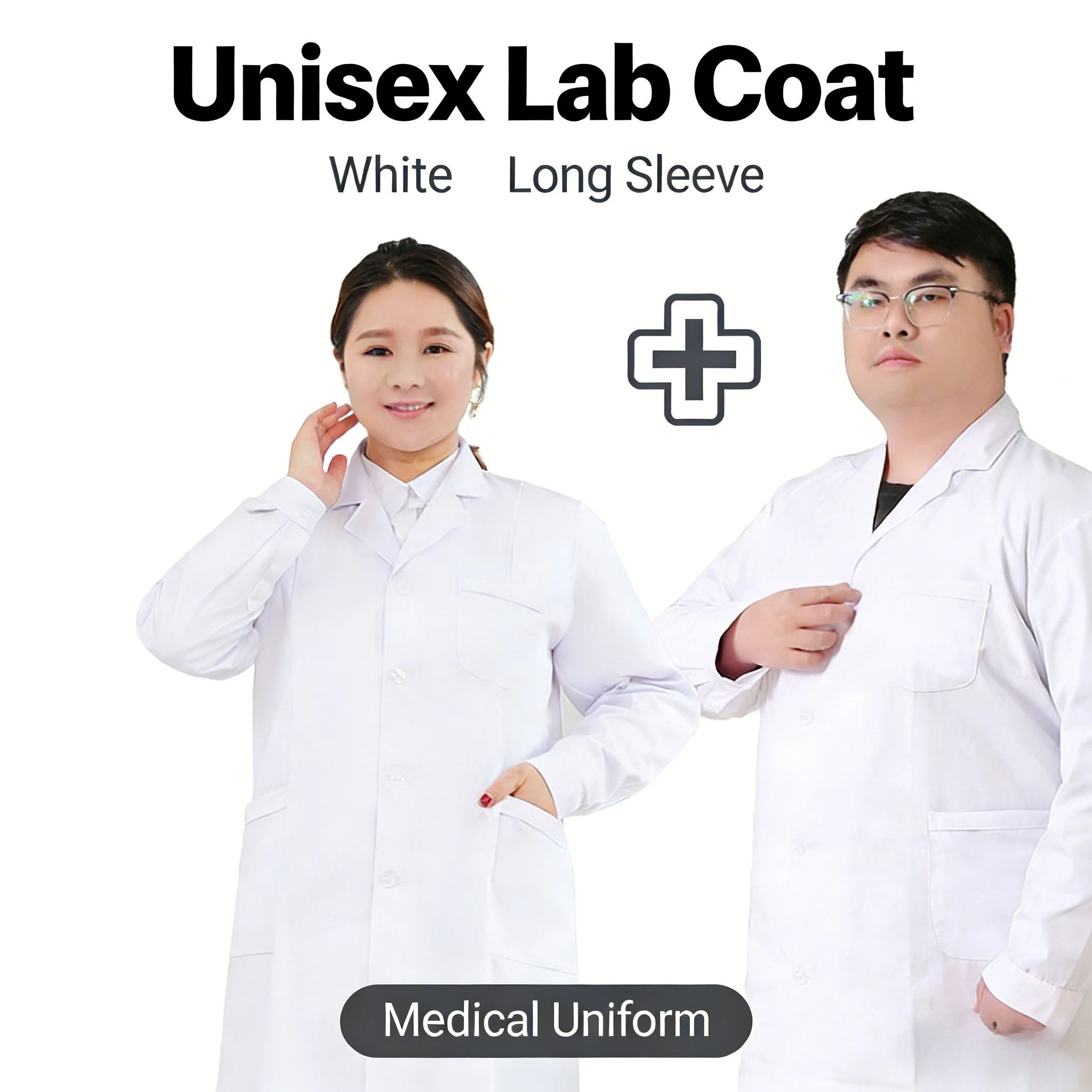 

White coat long sleeve doctor suit women's short sleeve plus fat plus nurse experimental student