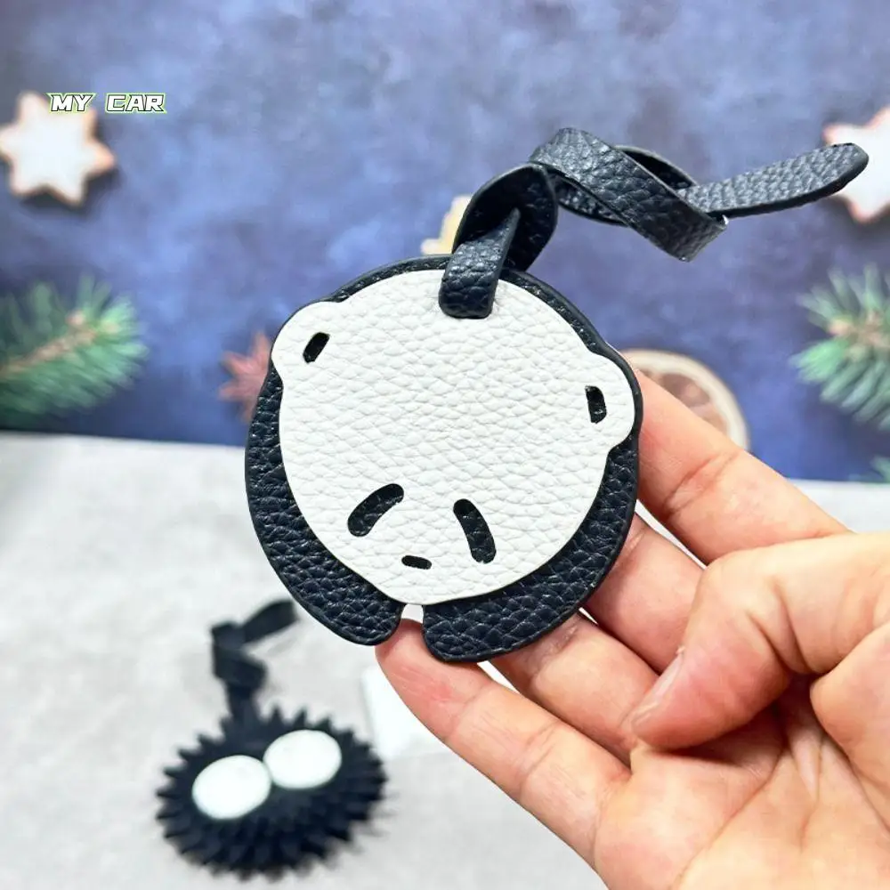 

2 PCS Lovely PU Leather Panda keychain Hanging Bag Charm car keychain Animal Craft bag Pendant Handbag