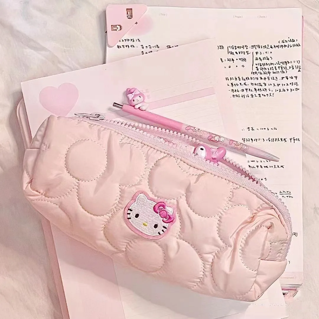 Sanrio Hello Kitty Pencil Pouch Large Capacity Pen Case Cute Kt Cat Cosmetic Bag Girls Student Supplies Stationery Gifts