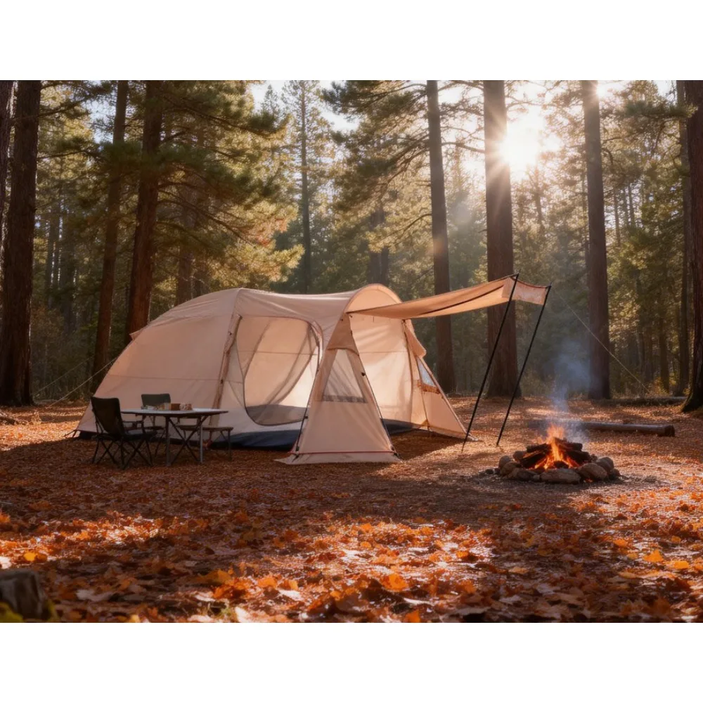 Tunnel Tent Family Camping Tent 1 Room 1 Hall Waterproof Windproof Thickened Large Capacity Sunshade Canopy Outdoor Hiking
