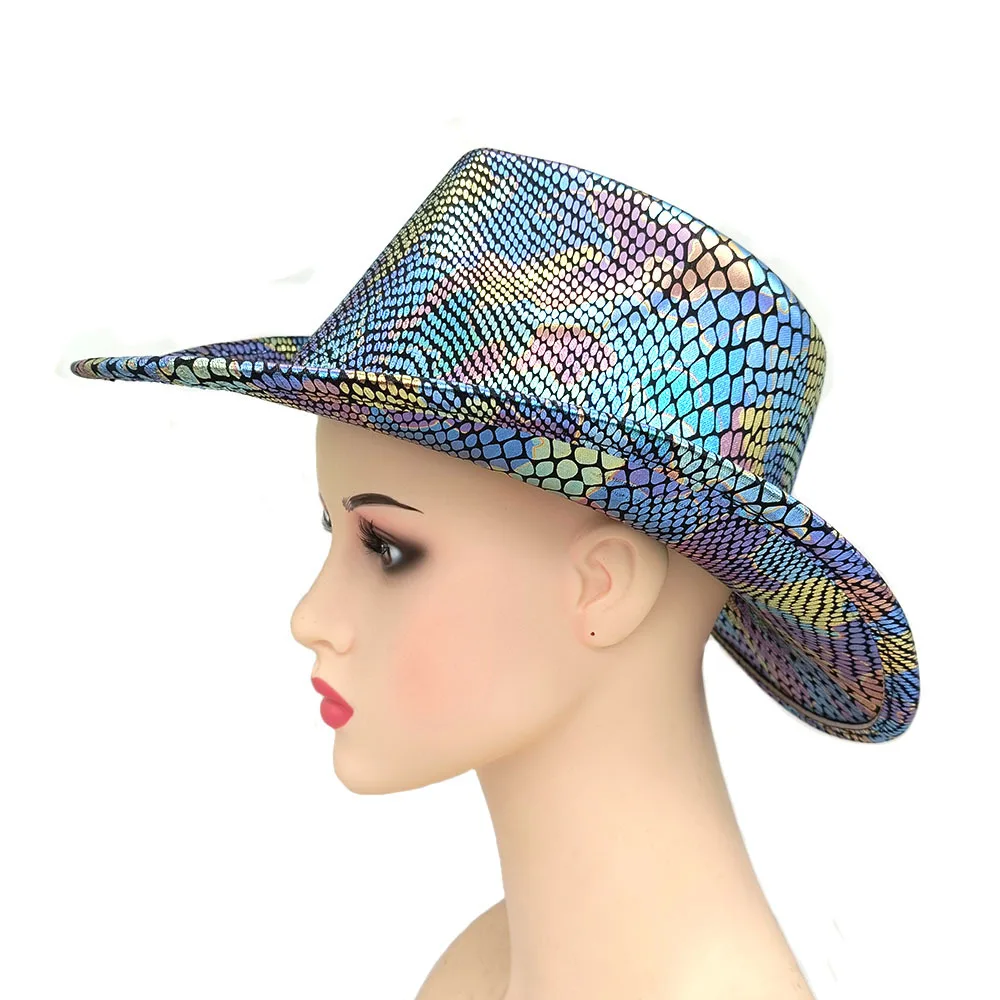 New colorful cowboy hat party fluorescent Big Brim Knight Hat Western Top Hat