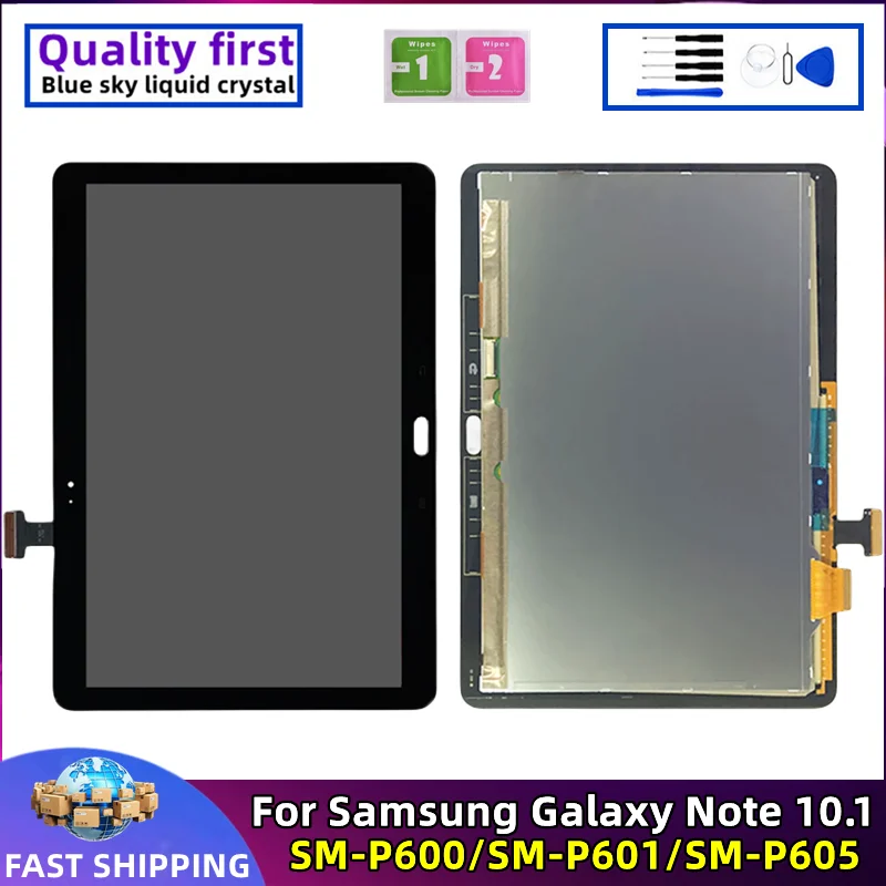 LCD Touch Screen Digitizer Assembly Replacement, Samsung Galaxy Tab Note 10.1 SM- P600 P601 P605, Original Tablet Display, New