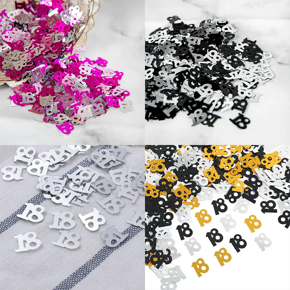 15G/Bag Age 18th Year Old Happy Birthday Sequin Confetti Table Scatters Number Digital 18 Anniversary Party Gift Decorations