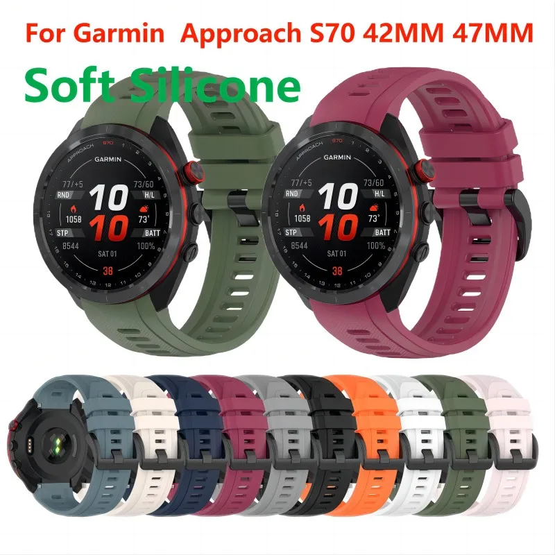 สายซิลิโคน20 22มม. สำหรับ S70 Garmin approach ขนาด42มม. 47มม. สายสมาร์ทวอท์ชสายรัดข้อมือแบบนิ่มสำหรับเล่นกีฬา ApproachS70