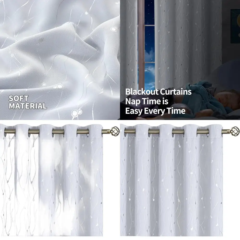 

Шторы с затемнением и термоизоляцией, 60 дюймов в ширину, с узором в виде линий и точек, 2 панели, 60x84 дюйма, серовато-белые