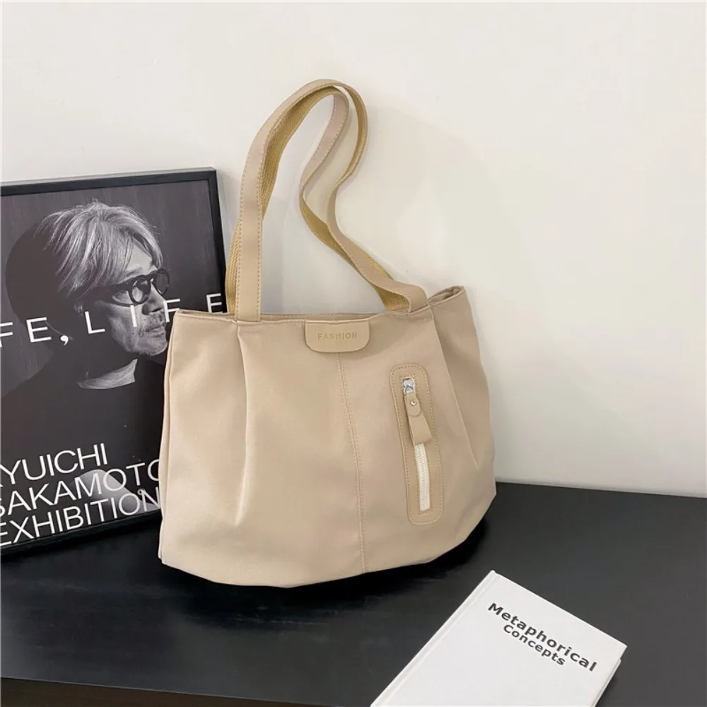 

Large Capacity Solid Color Shoulder Bag Korean Style Solid Color Vacation Tote Bag Lightweight Eco Bag Office Worker Tote