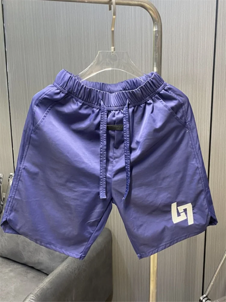 

Мужские летние шорты из ледяного шелка: тонкие, эластичные, быстросохнущие, спортивные, пляжные, с завязками, свободного кроя, с принтом, модные, повседневные