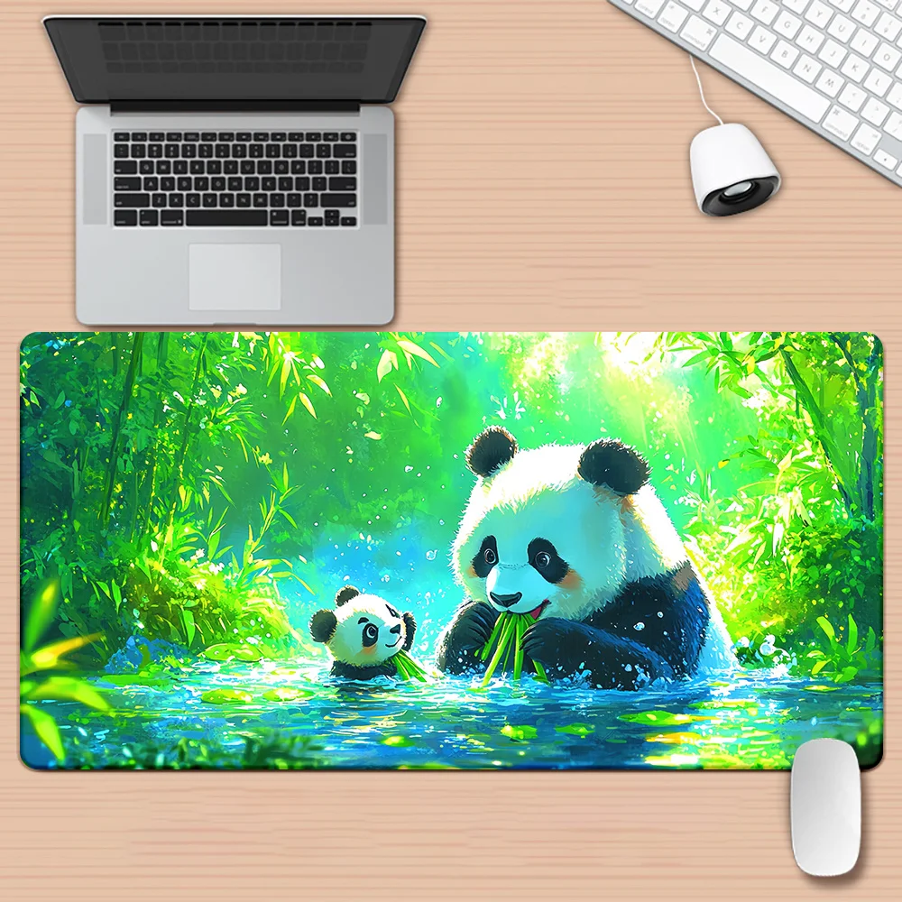 Brand Cute Cartoon Panda HD Printed Iron Art Mousepad XXL Gaming Desk Mat Multi Functional Office PC Keyboard Rubber Pad