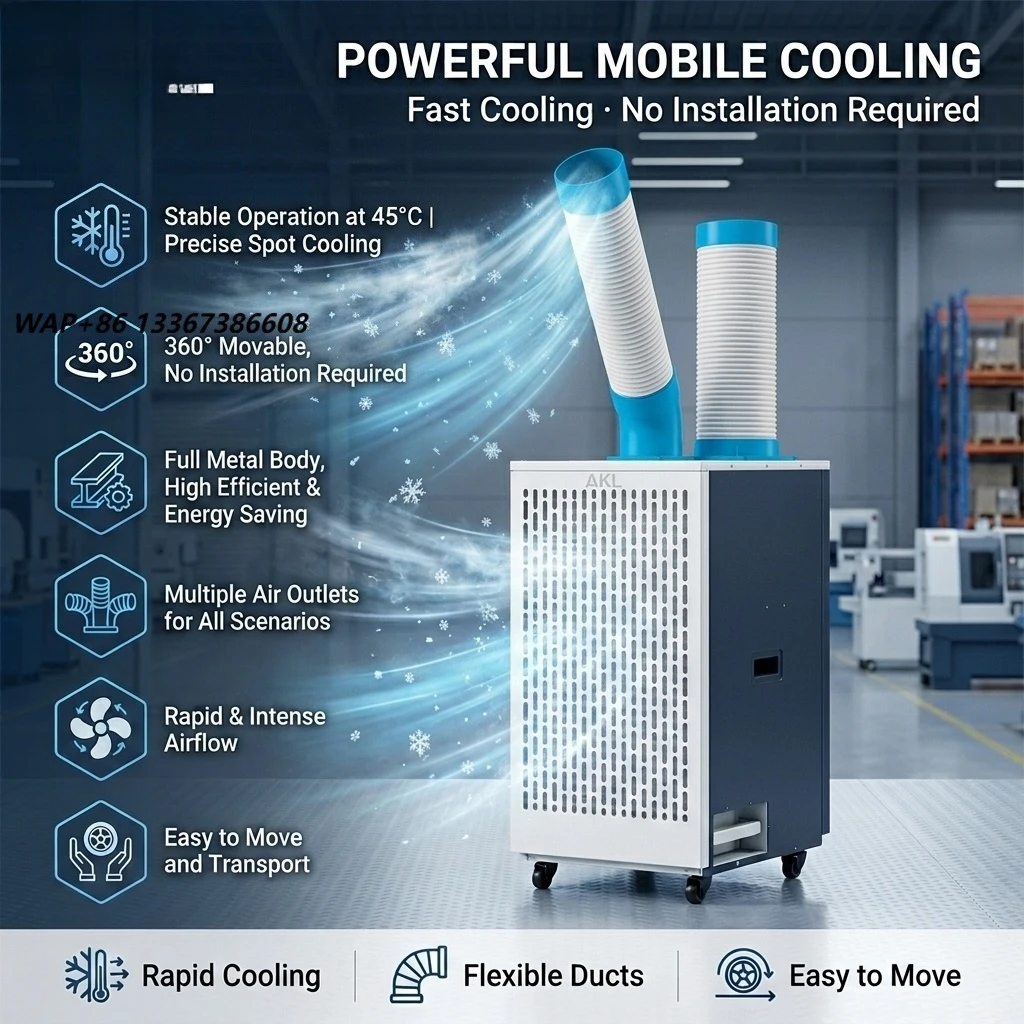 Industrial Mobile Air Conditioner Portable Spot Cooler Workshop Local Precise Cooling Industrial Mobile Air Conditioning Unit