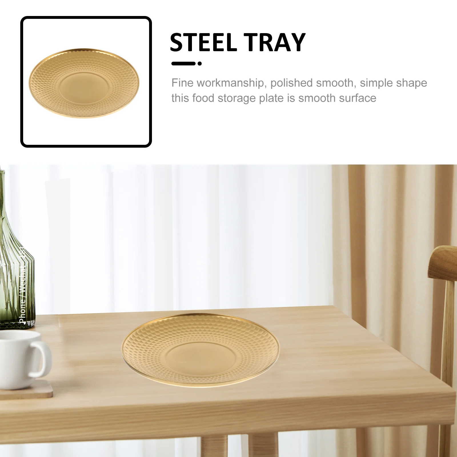 

Vintage Stainless Steel Food Storage Plate Round Dinner Serving Tray for Home Restaurant Dessert Salad Fruit Snack Food Tray