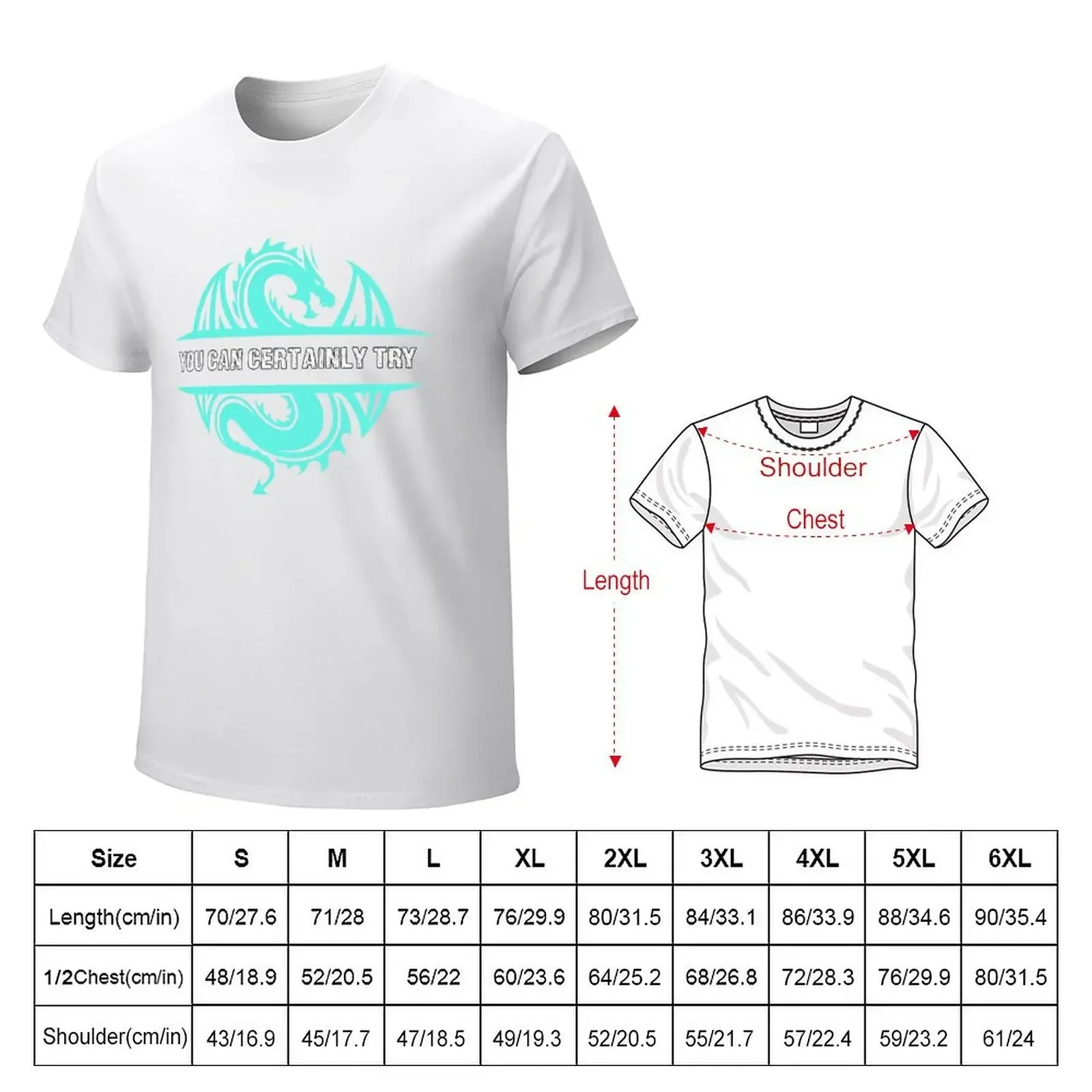 You Can Certainly Try - Vintage Cyan Blue Dragon T-shirt Blouse kawaii clothes sublime mens white t shirts