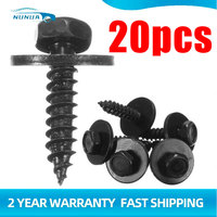 20Pcs/Set 4.8 x 19 mm Self Tapping Tapper Screw And Washer Black 8mm Hex Head Self Tapping Tapper Screws For BMW Repair Screws