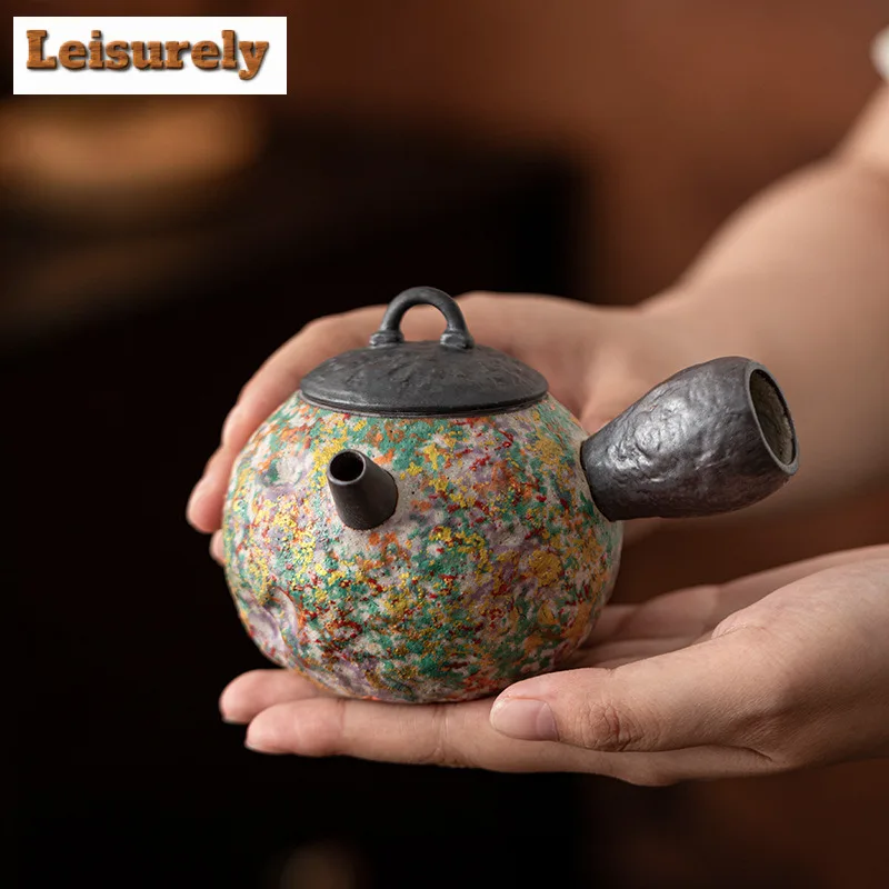 

225ml Side Handle Teapot Handmade Tea Infuser Pot Household Tea Maker Kettle With Ball Hole Tieguanyin Tea Services Collection