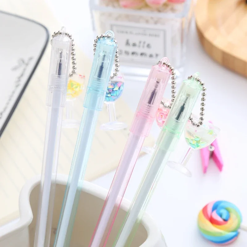 50PCS  Creative Stemware pendant cute ice cream drink cup pendant Rollerball pen student stationery needle water-based pen