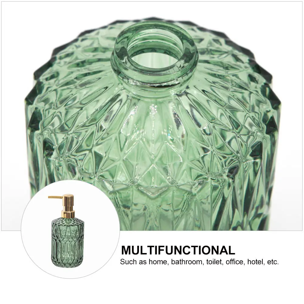 

1Pcs Glass Bottle with Pump Green Hand Soap Dispenser Fine Craftsmanship Reusable Liquid Container for Bathroom Decor