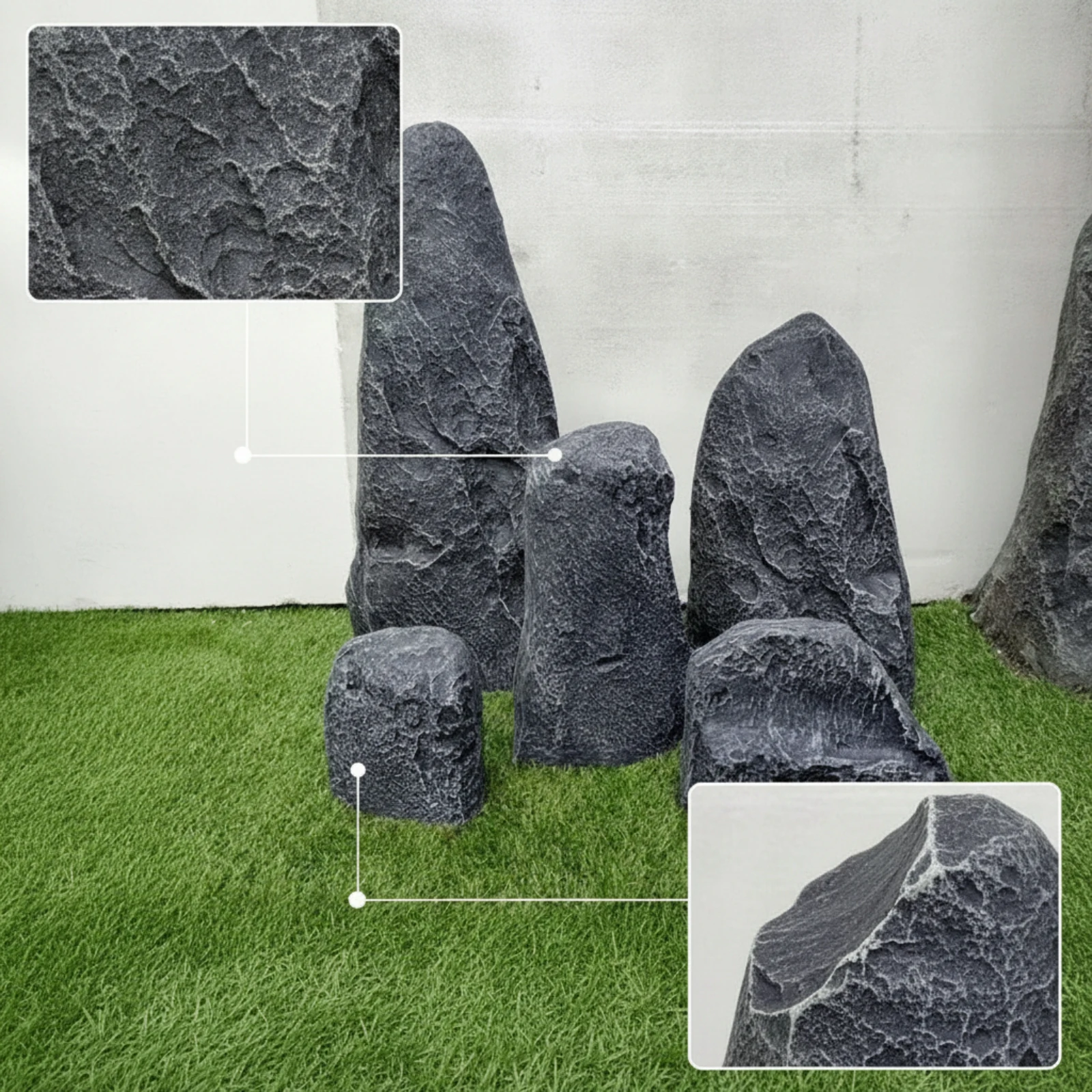 5 Pieces Artificial Rock Outdoor Artificial Landscape Rock Fake Stone Weather-Resistant Yard Ornament Easy to Install