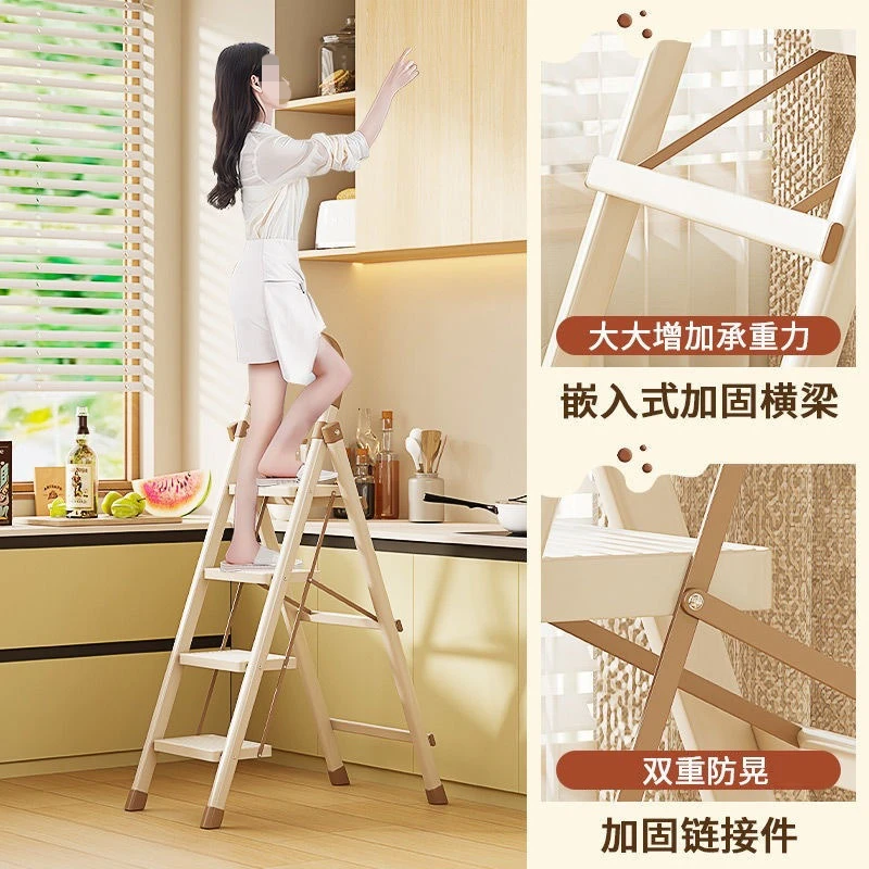 Indoor Climbing Stairs Herringbone Ladder - Household Folding Multi-Functional Portable Small Ladder for Home Use