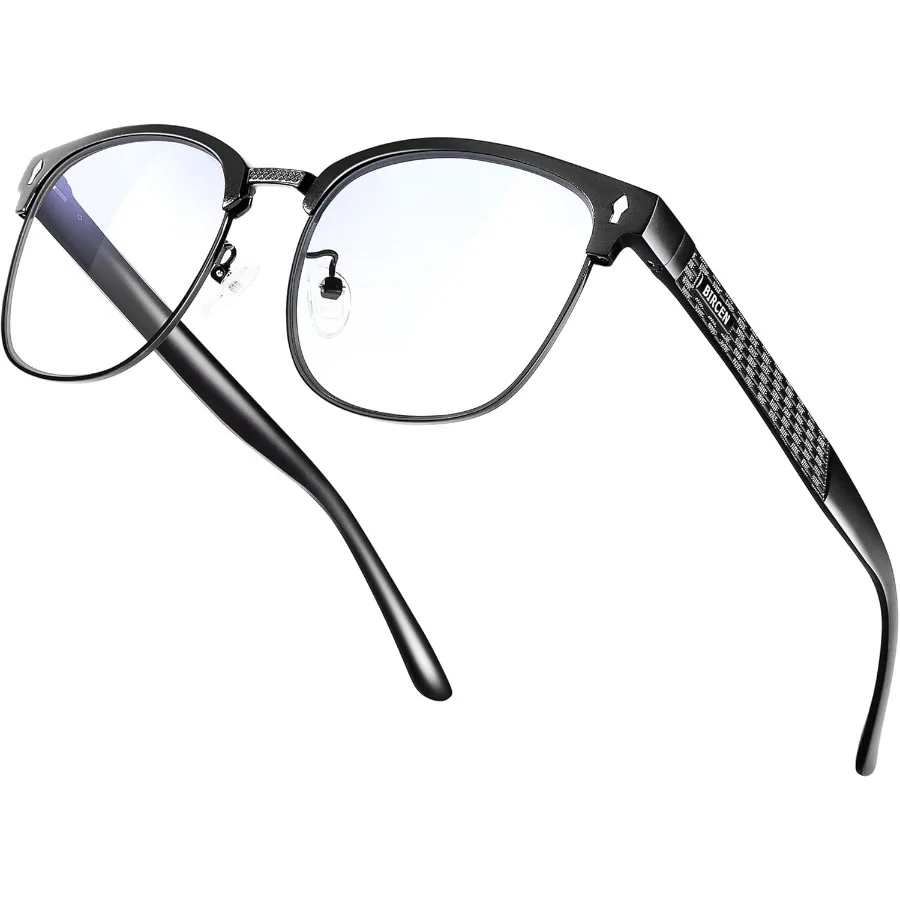 

BIRCEN Blue Light Blocking Glasses: Al-Mg Metal Frame Clear Lenses for Computer Use Anti-Eyestrain Design Suitable for Office a