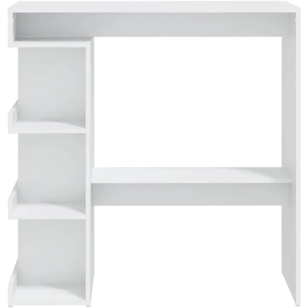 現代的な収納バーテーブル - 省スペース 39.4x19.7x40 キッチン、ダイニングエリア用の木製パブテーブル - ホワイト