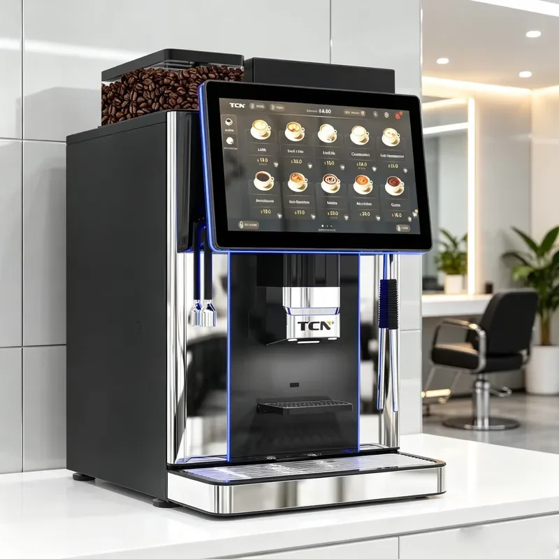 for TCN Premium Commercial Coffee Machine with Fresh Milk 15.6 Touch Screen 64mm Flat Knife Sharpener for Hotel Offices