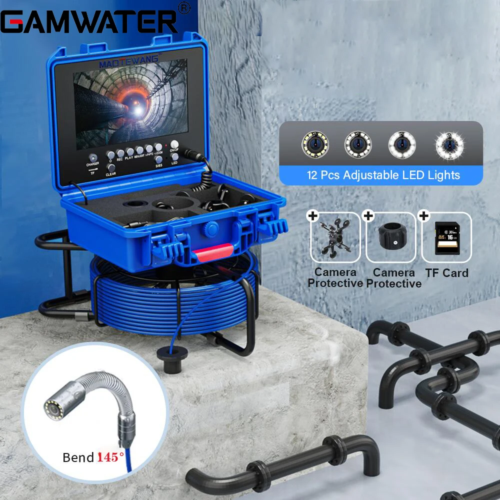 Sewer Pipe Camera 9in HD Wireless WiFi/DVR Sewer Inspection Camera,17mm Video Camera,Drain Industrial Endoscope