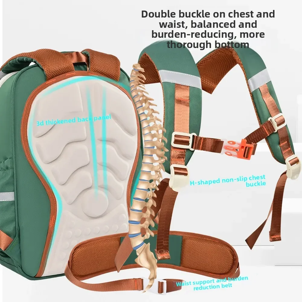 حقيبة مدرسية جديدة خفيفة الوزن على الطراز البريطاني للبنين والبنات ثلاثية الأبعاد لحماية العمود الفقري السميك ذات سعة كبيرة على ظهره طاردة للماء #2