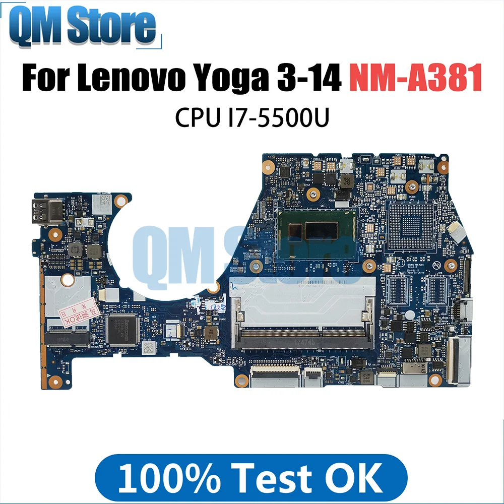 

NM-A381 Notebook Mainboard For Lenovo YOGA3 14 YOGA 3-14 Laptop Motherboard With I7-5500U CPU FRU 5B20H35602 5B20H35614