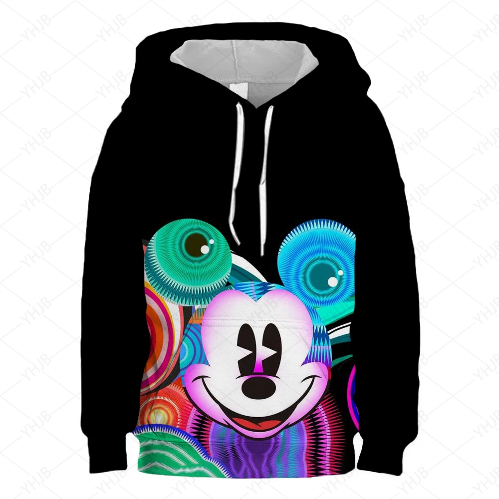 Kids Disney Minnie Mouse Hoodies Children's Soft Clothes 3-12Y Girls Boys Cartoon Long Sleeve Top Autumn/Winter Child Sweatshirt