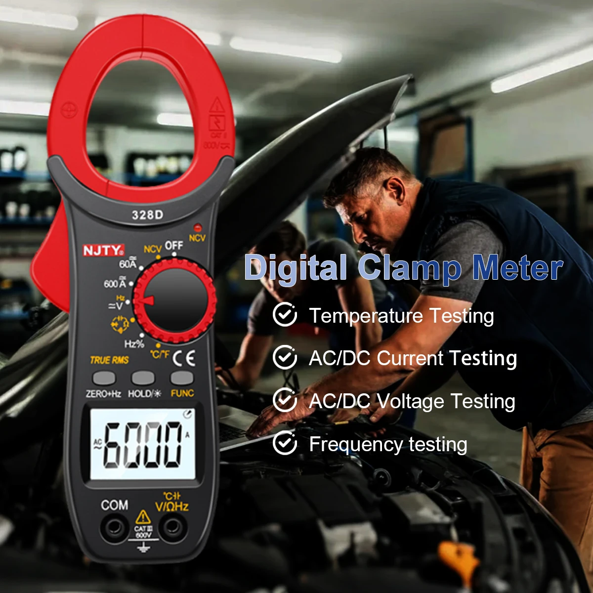 

328D Digital Clamp Meter Professional Multimeter AC DC Current Testing Temp Measure Auto Range for Vehicle Car Repair Tool