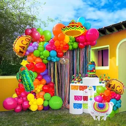 Mexican Carnival Balloon Garland Set Mexican Colorful May 5Th Day Decoration Cactus Tower with American Camel Aluminum Foil Balloon Birthday Mexican Carnival Party Decoration