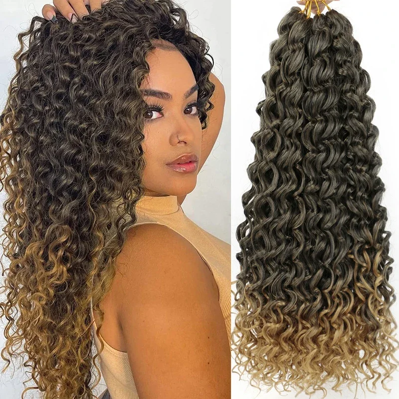 Synthetic Ocean Wave Braiding Hair Natural Soft Curly Crochet Braids Fibers Hair Extension Full Head For Women