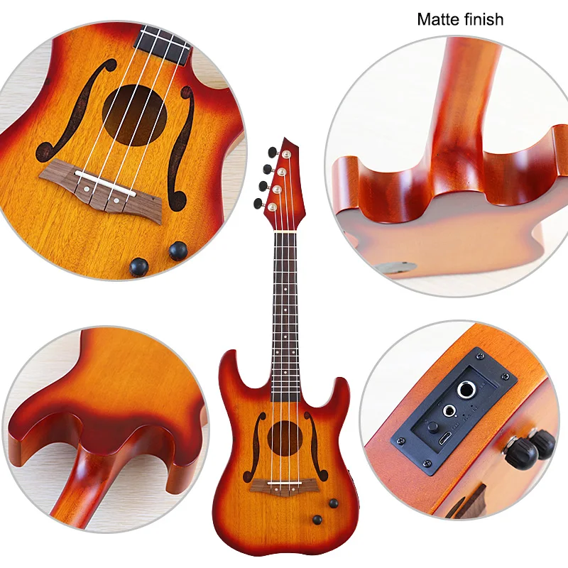 New Arrival 26 Inch Electric Ukulele Guitar Full Okoume Wood Guitar Body 4 String Mini Uk Guitar Children Gift