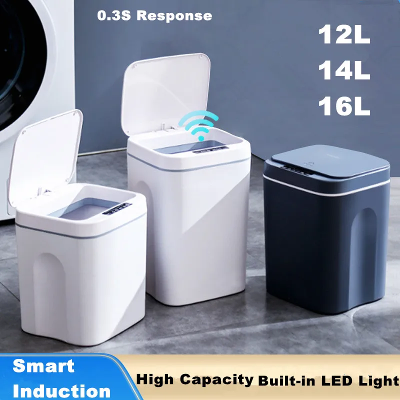 24L Smart Trash Can Multi-function Automatic Sensor Dustbin Electric Intelligent Waste Bin for Kitchen Bathroom Bedroom Garbage